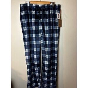 New Mens Lot of 2 XL Weatherproof Vintage Pajama Pants Blue Fleece Plaid Comfy